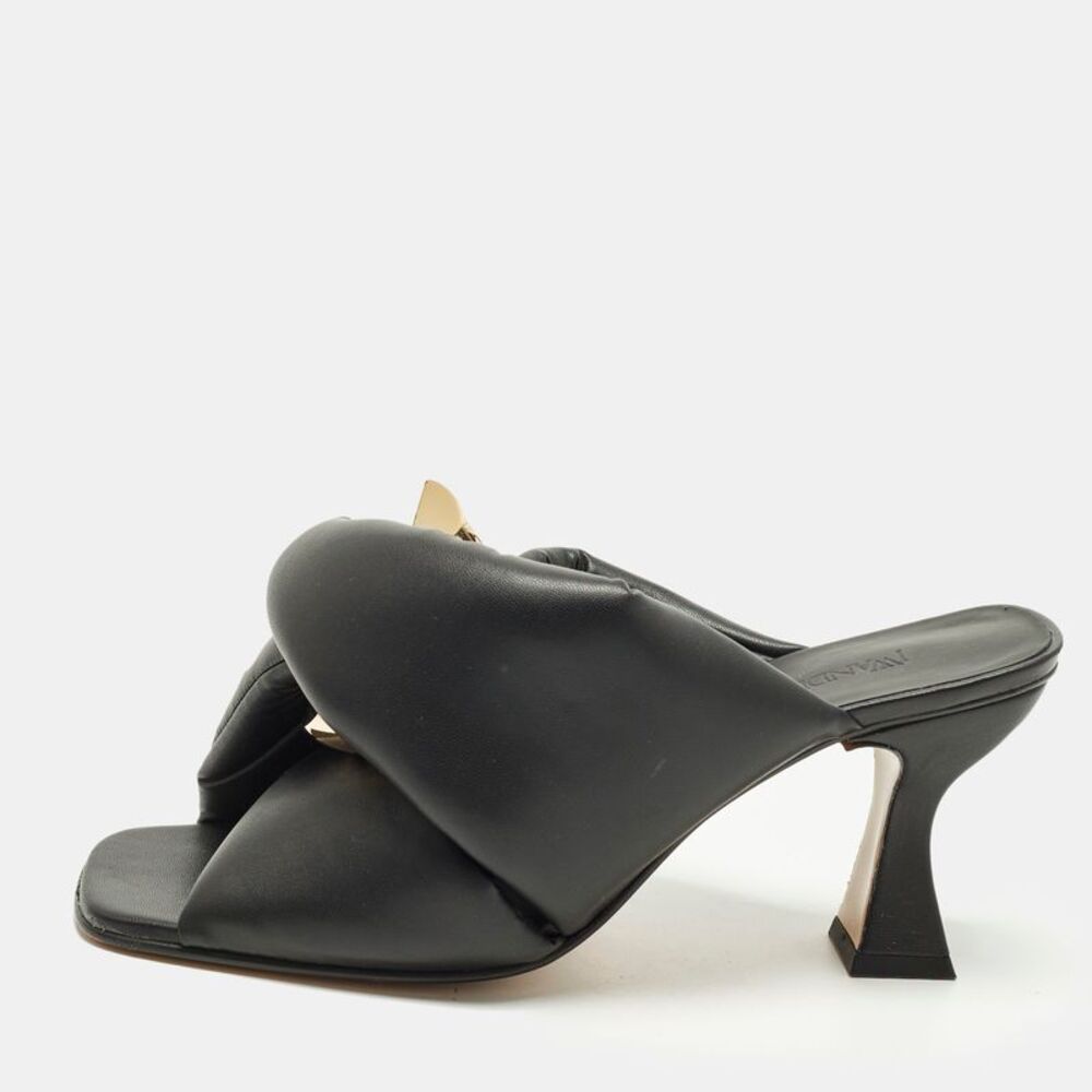 J.w.anderson Chain Twist Size 40.5 Black Leather Slide Sandals